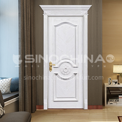 B Fraxinus mandshurica natural solid wood door European style white door soundproof villa indoor single door price includes Roman column 37
